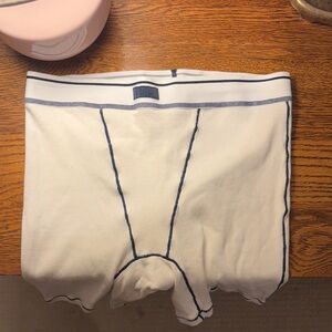 White Boxer Briefs with Navy Trim SKIMS RIBBED